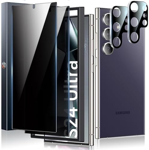 LK 2+2 Pezzi Privacy Vetro Temperato per Samsung Galaxy S24 Ultra, 2 Pezzi Vetro e Pellicola Fotocamera, Durezza 9H, HD Schermo Pellicola Senza Bolle, Con Strumenti di Installazione