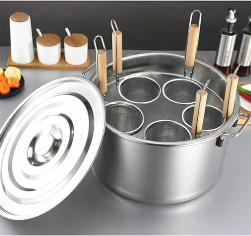 ERSINIAN Pentola in Acciaio Inox, Grande pentola con Coperchio e cestello scolapasta, Set di Inserti per cuocipasto a induzione da 3/4/5 Fori per zuppe, stufati e Salse