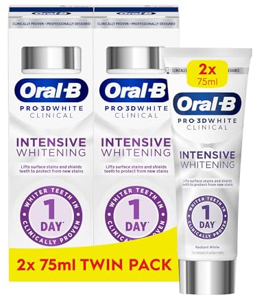 Oral-B Pro-3D White Clinical Intensive Whitening Toothpaste Radiant White 2 x 75ml Twin Pack