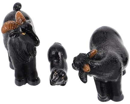 ibasenice 3 Stück Modellspielzeug Tiere Spielzeugtiere Kniendes Modell Minitiere Figuren Zum Verstecken Kleiner Dinge Zum Verstecken Plüschschaf Statue Ziege Stofftier Lamm Lämmer Harz