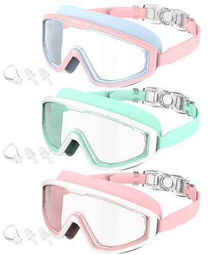 CIFOYA Kids Swim Goggles, 3 Pack Swimming Goggles for Kids 4-16, Anti-Fog UV Protection Pool Glasses for Boys Girls
