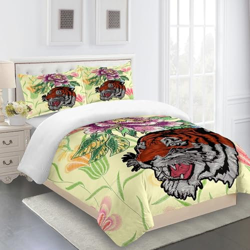 Bettbezug 135 X 200 Gelber Druck Bettbezug Set,Bettbezüge-Sets 3 Teilig Mikrofaser Bettbezug Mit Reißverschluss Und 2 Kissenbezug 80X80Cm, Jugendliche,Bettwäsche-Sets Modern