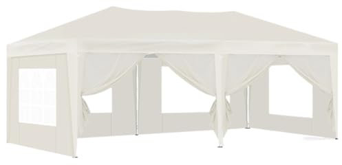 SRKATI Cochera Exterior Carpa Plegable emergente de 3 x 6 m para jardín, con 6 Paredes Laterales, Impermeable, Resistente al Invierno y protección UV. Carpa de Garaje(Beige)