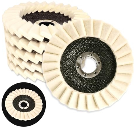 YYTECH Polierscheibe 125mm x 22mm 5 Stück Filz Polierfächerscheibe Polierscheiben Schwabbelscheibe Filz Glanz Polier Scheibe für Winkelschleifer, zum Schleifen und Polieren von Lack, Holz, Plastik