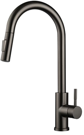 BONADE Niederdruck Armatur Küche, 2 Modi Wasserhahn Küche, 360° Drehbare Küchenarmatur mit Brause Ausziehbar, Hoher Bogen Edelstahl Armatur Küche, Mischbatterie Küche mit 3 Anschluessen für Boiler