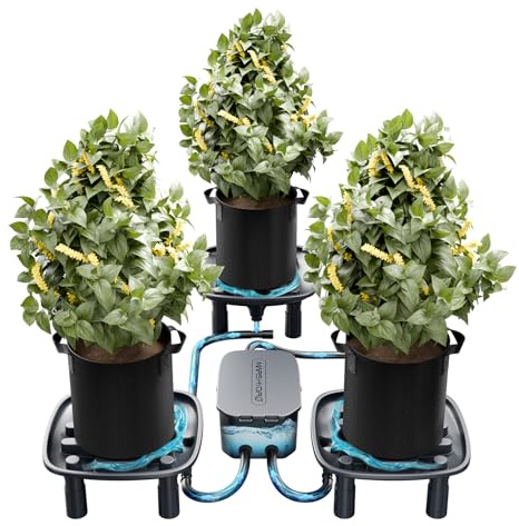 MARS HYDRO Sistema de drenaje automático, 3 cuencos, 1 bomba y 3 sacos de plantas (18,9 L), para cultivar plantas en maceta