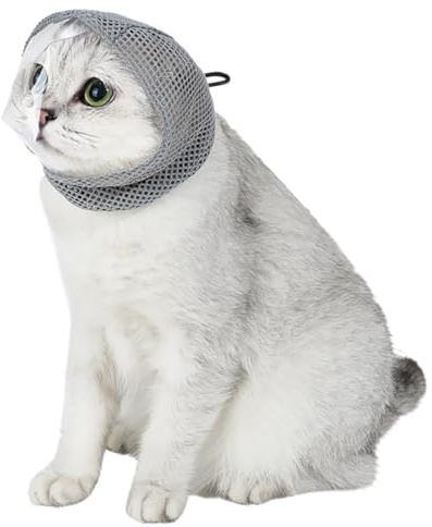 MIRKUZI Soins des griffes pour chats, Une muselière pour chat avec une visière anti-morsure transparente et réglable, adaptée pour la coupe des griffes et le bain