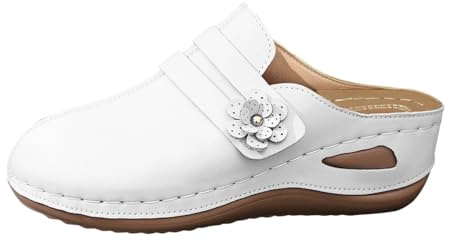 Sommarskor dam främre stängda, damsandaletter PU-läder med fotbädd extra mjuka, sandaler med blommor enfärgade kilsandaler stora storlekar utomhussandaler mjuka sulor fritidsskor