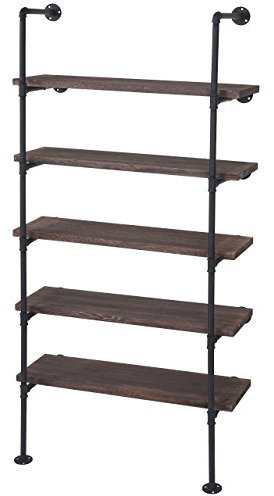 Standregal HWC-C45, Wohnregal Bücherregal Ablageregal, Industriedesign Holz Metall, 165x80x28cm - braun