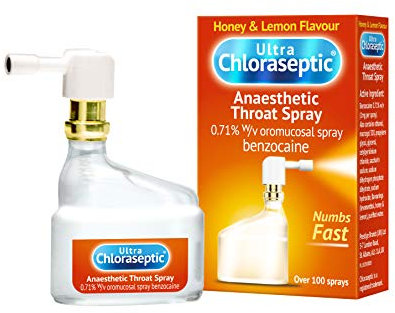 Ultra Chloraseptic Anaesthetic Throat Spray, 15 ml, Honey and Lemon Flavour, Fast Acting Relief for Sore Throat Pain