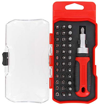 Ratschen Schraubendreher Bit Set 38tgl. Torx Hex PH Schlitz PZ Vierkant Schrauber-Bits Ratsche mini Bits Torx Set Bitaufnahme Adapter Satz feinmechanik Kreuzschlitz Schrauber