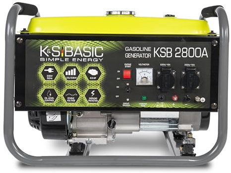 KSB 2800A Stromerzeuger Aluminium Benzin Generator 6,5 PS - 4-Takt Benzinmotor mit automatischer Spannungsregler 230v(AVR), 2800 Watt, 16A, für den Heim und Freizeitbedarf