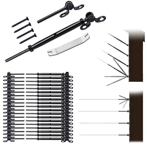 Muzata 20Pairs Black Cable Railing Hardware Swage Toggle Turnbuckle CK07