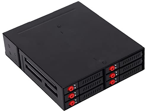 6 Bay 2.5 SATA HDD & SSD Drive Enclosure, Portable Safe Heat Dissipation Hard Disk Case, 6Gbps Hard Drive Enclosure, Backplane Cage for 5.25 Bay
