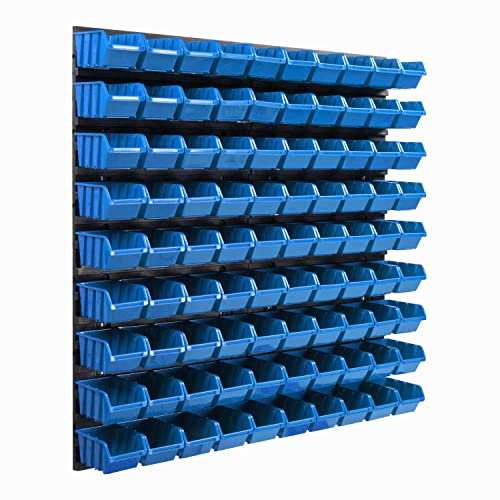 Sistema di stoccaggio da parete, 770 x 780 mm, 90 pezzi, scatole impilabili, pannelli da parete extra resistenti, scaffali da officina, scaffali da officina