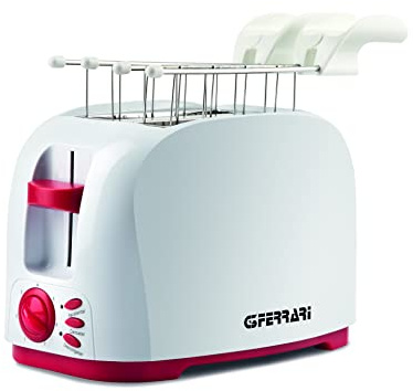 G3 Ferrari G10179 Tostapane To-Stàr, 800 Watt, Pinze INOX, Ampie fessure per toast farciti, Vassoio raccogli briciole, 7 livelli di cottura, Bianco