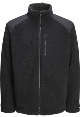 JACK&JONES Herren Jcoecho Fleece Jacket Fleecejacke, Black/Detail:Black Overlay, S