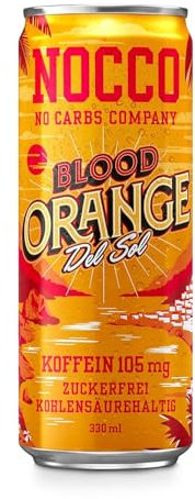 12 lattine | NOCCO BCAA DRINK | Arancia rossa Del Sol 330 ml | BCAA | Caffeina 105 mg | Bevanda energetica | Buxtrade