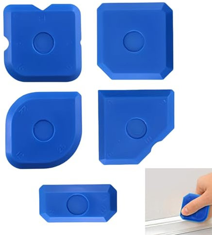 5pcs Caulk Tool Kit,Silicone Sealant Finishing Tool Caulking Tools for Kitchen Bathroom Floor Sealant Grout Finishing Sealing (Blue)