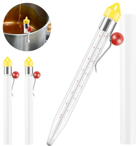 NIHUIFDPY 3Pcs Instant Read Candy Thermometer with Pot Clip, Glass Deep Fry Kitchen Thermometer 40°C-200°C/100°F-400°F, Multipurpose Food Thermometer for Candy Syrup Jam Sugar Deep Fry