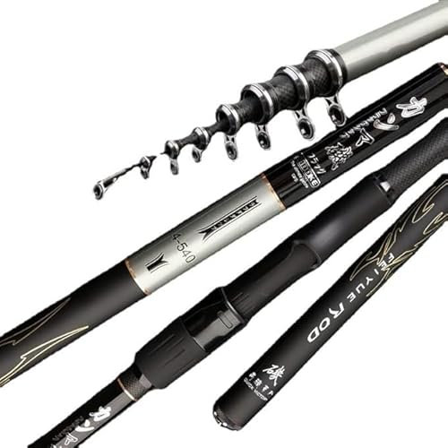 TUANZUN Angelrute, Carbon Fiber Fishing Rod, 6.3M, Schwarz, Extra Heavy, Hoch, Brandung, Trolling, Rock Angel, Meer, Boot, Süßwasser, Forelle, Barsch, Karpfen, Feederrute, Reise, Geschenk