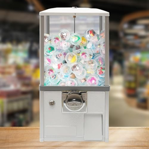 Machine à chewing-gum, machine à chewing-gum transparente, distributeur de bonbons, machine à capsules automatique pour magasins de détail, pour la maison, magasin de jeux, dépanneur(White,10 PENNY/On