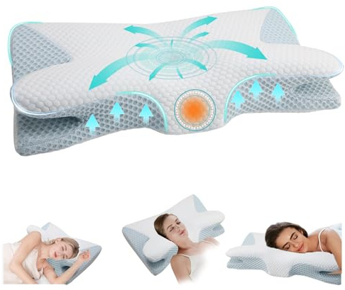 Almohada de espuma viscoelástica, almohada cervical para el cuello, almohada contorneada con funda lavable, almohada ortopédica para dormir de lado, espalda, estómago, alivio del dolor de cuello y