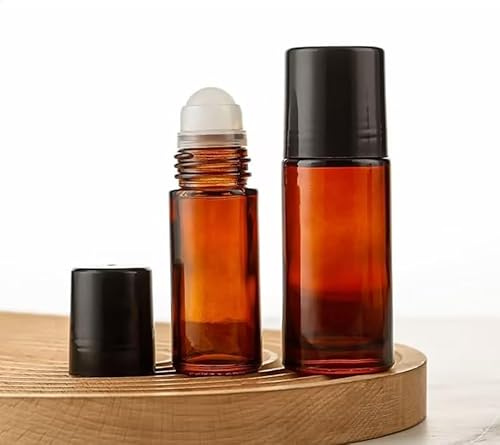 SquarezhenBo 2 Pcs Brown 50ml Glass Essential Oil Roller Bottles ，Fragrance Roller Bottle Roll on Bottles Empty Deodorant Bottle Containers Rollerball Refillable Containers