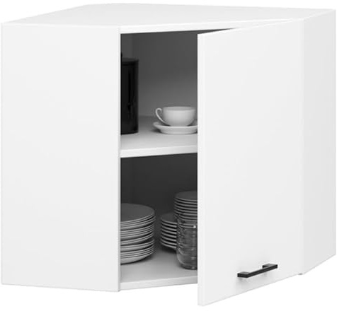 BDW - Oliwia W Armadio da Parete Bianco 60x30x58cm - Cucina sospesa - Completo - Armadio ad angolo - Vaiselle - Contenitore