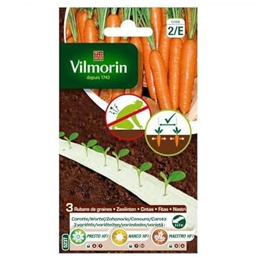 Kit 5 pacchetti VILMORIN Nastro misto semi Stagione carota: PRESTO, NANCO, MAESTRO - 3 x 2 m