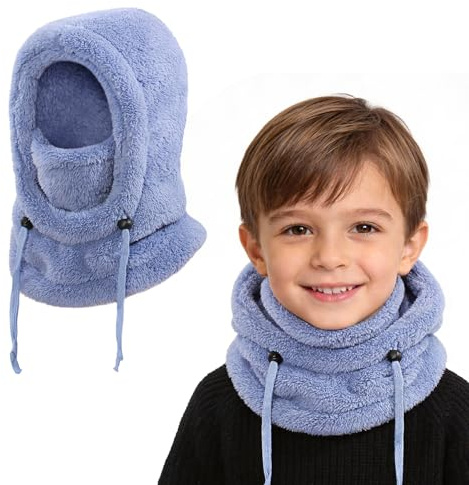 AYPOW Pasamontañas Térmico Invierno para Niños Niñas 3-10 Años, Multifuncional Prueba de Viento Ajustable Máscara De Esquí Ciclismo, Sombreros Gorro Forro Polar Cálido, Calentador de Cuello Mascarilla