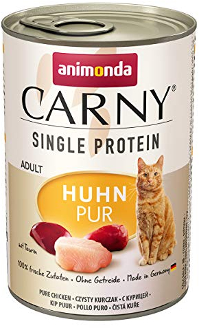 animonda Carny Adult Single Protein Huhn pur (6 x 400 g), Katzennassfutter mit nur einer Proteinquelle, Nassfutter für ausgewachsene Katzen, Katzenfutter ohne Getreide und Zucker