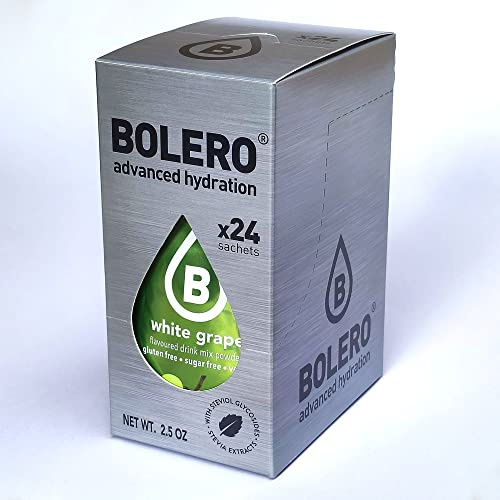 Bolero WHITE GRAPE 24x3g | Saftpulver ohne Zucker, gesüßt mit Stevia + Vitamin C | für Kinder, Sportler und Diabetiker | der Geschmack weißer Trauben