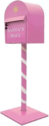 SPUZZO Mailbox With Lock Postbox Heavy Iron Retro Mailbox Posts Floor-standing Drop Box For Home Outdoor Large-capacity Mailboxes Home Decoration (Color : Pink)