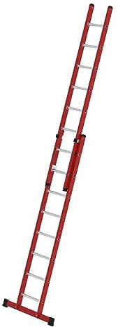 PROREGAL Sprossen-Schiebeleiter 2-teilig GFK/Alu mit Standard-Traverse 2x8 Sprossen | Leiter, Teleskopleiter, Trittleiter, Bockleiter, Sprossen-Doppelleiter