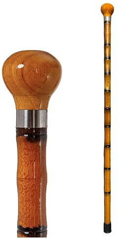 THY Collectibles Wooden Cane Walking Stick with Rubber Tip for Men and Women Ergonomic and Fashionable - 35 inch Bamboo Style Cane with Ball Knob Handle (Camel)