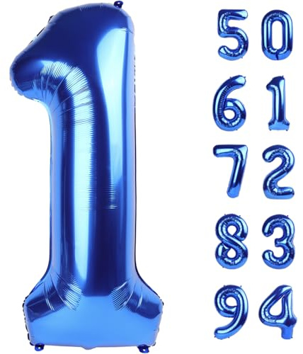 40 Inch Navy Blue 1 Balloon for First Birthday, Blue One 1st Number Balloon Birthday Decorations for Boy Man Toddler Baby, 10th 21st, Giant Number 1 Balloon