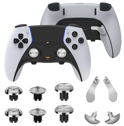 Metal Thumbsticks for PS5 Edge Controller, Metallic Back Paddles Triggers Buttons Joysticks for PS5 Dualsense Controller, Replacement Accessories Parts for PS5 Edge Controller Analog Joystick