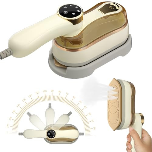 HRDZML 2 In 1 Travel Clothes Steamer Portable Iron,1200w/180ml,3 Levels Of Steam Output,10S Rapid Heating,Suitable For Clothes Wrinkle Removal Travel Iron (White)