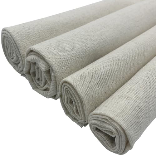 EDGEAM Leinenstoff 4 Stück (2x 75x75cm; 2x 49x49cm) Aida Stoff Kreuzstich Stoff Leinen Nähstoff Stoff zum Sticken für Handwerken Nähen Stoff, Stickerei Dekoration, Tischdecke Säckchen Nähmateria