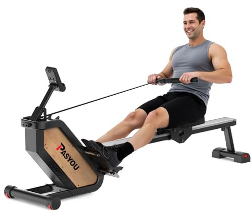 PASYOU Rudergerät für Zuhause,Magnetisches Rudergeräte mit APP-Verbindung und LCD-Datenanzeige,Kein Lärm,Rudergerät Ideal für Cardio-Training,Belastbar bis 158kg,PW36