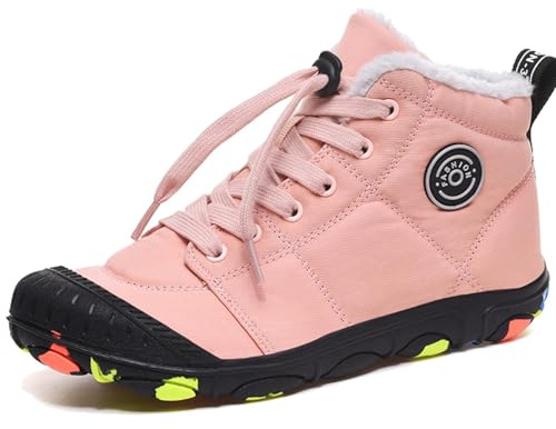 Chaussures Pieds Nus Imperméables pour Enfants - D'Hiver et de Randonnée - Légères et Antidérapantes en Caoutchouc, Rose Bonbon, 32 EU