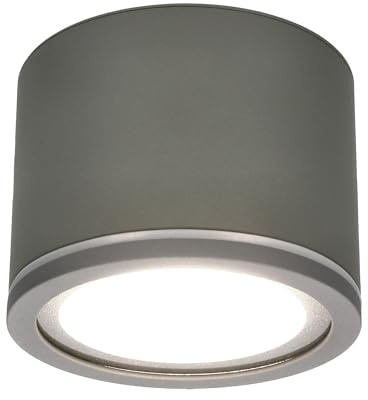 EDO Utanpåliggande Takspotlight UMA IP54 Vattentät Armatur - Överbyggnadslampa Platt med 6,5W LED 4000K GX53 600lm 230V - Ytmonterad Strålkastare Grå Rund Ø90*60mm 230V - Taklampa för Badrum