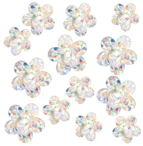 Lot de 39 autocollants de fenêtre Prism en PVC - Anti-collision - Protection contre les oiseaux - Arc-en-ciel - Forme circulaire - Attrape-soleil - Décoration pour arrêter les oiseaux - Fenêtre de