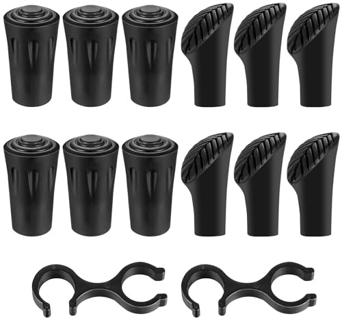 14 x nordiska promenadstavar, gummibuffertar, nordiska promenadkuddar, trekking gummibuffert, 3 stilarnordiska promenadkäppar kuddar, 11 mm halkfria vandringspinnar, gummibuffertar för vandringsstavar