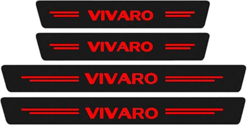 Symilov 4 Piezas Protector de Umbral de Puerta de Coche para Op-el Vivaro A B C 2001-2024, Ajuste del Umbral del Pedal de Desgaste Placa de Protección Accesorios, Fibra de Carbon,Red