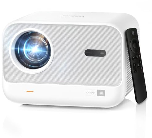 Videoprojecteur 4K avec Son JBL, Yaber Projecteur Video Auto Focus, L2S Videoprojecteur Portable Courte Focale, Retroprojecteur Extérieur Natif 1080P, WiFi6 Bluetooth, HDMI/USB(Blanc Gris)
