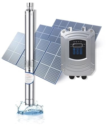 Pompe Solaire Submersible DC 48V 750W 2 Pouces Pompe Solaire for puits Profonds 1,5 T/H 50 M Tête for l'irrigation des forages(48VDC 200W)