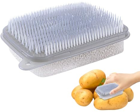 Cepillo de limpieza de patatas | Cepillo de limpieza de cocina de doble cara – Limpiador de platos para sartenes, estufas, ollas, horno, botellas, fregadero, verduras, frutas, zanahorias, pepinos