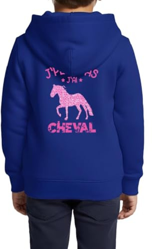 Spreadshirt J'Peux Pas J'Ai Cheval Rose Équitation Veste À Capuche Enfant Premium, 158/164 (12 Ans), Bleu Roi